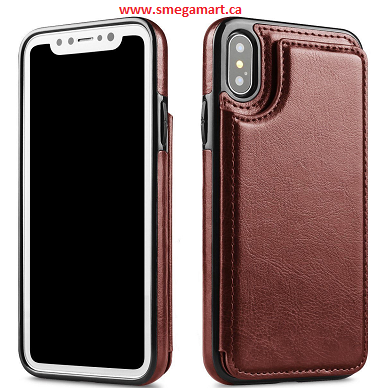 Buy iPhone X PU Leather Wallet Case - Brown