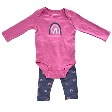 Buy Baby Girls Pink Rainbow Bodysuit & Pants Set Online